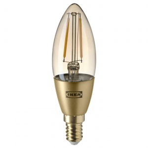 LED лампа E14 200 лм, регулювання яскравості/свічкоподібна коричнева, прозрачне стекло ROLLSBO IKEA 704.082.46
