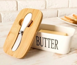 Маслянка з ножем Olens "Butter", біла, O8030-144