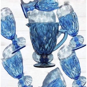 Набір Olens "Смарагд" синій (6 бокалів+кувшин), S-07204DL/BHA, 07204DL-B