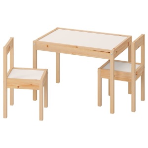 Столик детский и 2 стула IKEA ЛАТТ, белый сосна, 501.784.11