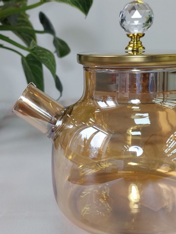 Чайник заварочный стеклянный Olens "Золотая жемчужина", 1000мл, 102-378